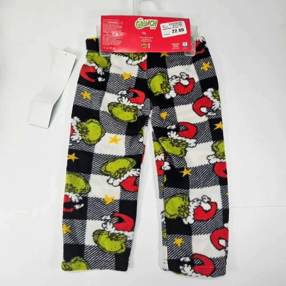 The Grinch Toddler Sleep Pant 2T Family Pajamas‎ Black White Plaid Fleece